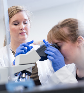 Student using Microscope